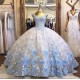 Light Sky Blue Quinceanera Dress Off Shoulder Appliques Sequins Flowers Party Princess 16 Ball Gown Vestidos De 15 Años Light Sky Blue Quinceanera Dress Off Shoulder Appliques Sequins Flowers Party Princess 16 Ball Gown Vestidos De 15 Años