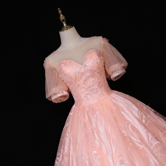 Party Dress Pink Quinceanera Dresses Classic Puff Sleeve Luxury Lace Ball Gown Elegant Pearl Beaded Prom Dress Party Dress Pink Quinceanera Dresses Classic Puff Sleeve Luxury Lace Ball Gown Elegant Pearl Beaded Prom Dress