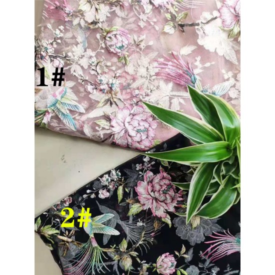Beautiful multi-color thread embroidered French mesh tulle lace African Nigerian fabric suitable for women's even Beautiful multi-color thread embroidered French mesh tulle lace African Nigerian fabric suitable for women's even