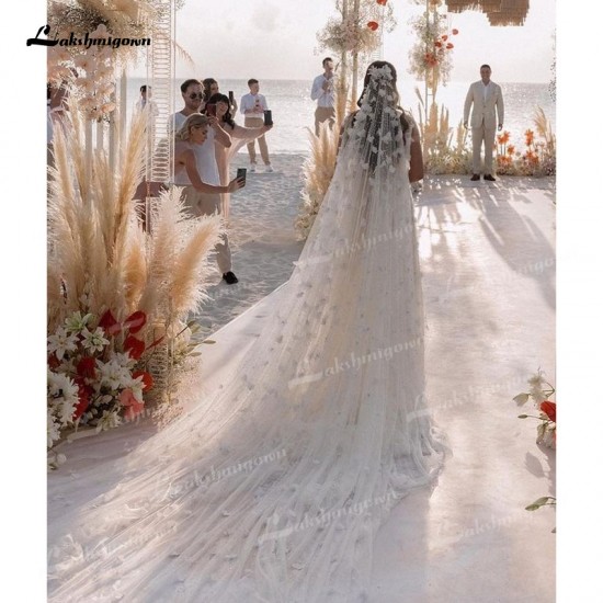 Beading Lace Beach Wedding Gown Tulle Flowers Train V-Neck Sleeveless Zipper Off The Shoulder Split Front/Side Feathers Beading Lace Beach Wedding Gown Tulle Flowers Train V-Neck Sleeveless Zipper Off The Shoulder Split Front/Side Feathers