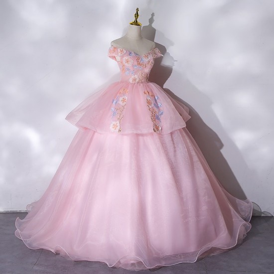 Pink Quinceanera Dresses 2021 Party Dress Off The Shoulder Luxury Lace Prom Dress Classic Ball Gown Customize Vestidos Pink Quinceanera Dresses 2021 Party Dress Off The Shoulder Luxury Lace Prom Dress Classic Ball Gown Customize Vestidos