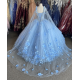 Light Sky Blue Quinceanera Dresses With Cape Sequins Beads 3D Flowers Backless Princess Sweet 16 Gown Vestidos De 15 Años Light Sky Blue Quinceanera Dresses With Cape Sequins Beads 3D Flowers Backless Princess Sweet 16 Gown Vestidos De 15 Años