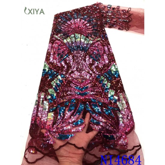 New Design Sequin Lace Fabric High Quality Nigerian Net Mesh Lace Fabric with Sequins Africa Sequence Lace Fabric for Sew New Design Sequin Lace Fabric High Quality Nigerian Net Mesh Lace Fabric with Sequins Africa Sequence Lace Fabric for Sew