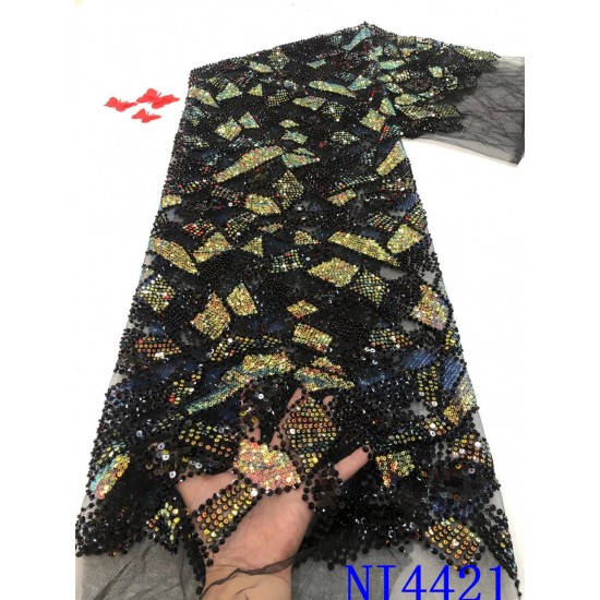 African Sequins Lace Fabrics Luxury Lace French Mesh Tulle Lace Fabric Nigerian Net Lace Fabrics for Wedding Party NI4421 African Sequins Lace Fabrics Luxury Lace French Mesh Tulle Lace Fabric Nigerian Net Lace Fabrics for Wedding Party NI4421