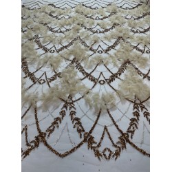3d Gold Lace Fabric With Feather Lace Tassel 2021 Luxury Women's Dress Lace Material Of Good Quality J4284