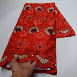 5 Yards High quality grey African swiss voile lace for wedding clothes 100% Cotton lace fabric with stones--P893718