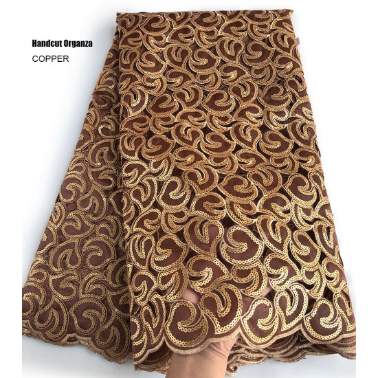 5 yards Soft coffee Handcut African Organza lace Fabric with sequins Nigerian Ghana occasional sewing wear high quality 5 yards Soft coffee Handcut African Organza lace Fabric with sequins Nigerian Ghana occasional sewing wear high quality