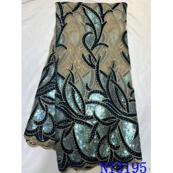 High Quality Mess Lace Materials Sequence Lace Fabric African Tulle Lace Fabric with Sequins Fabrics Nigerian Wedding Party