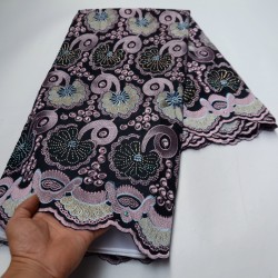 5 Yards High quality African Swiss Voile Lace for wedding clothes 100% Cotton Fabric with stones--P893714