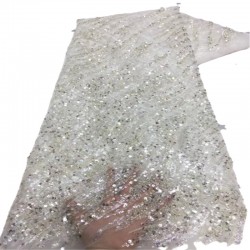 2021 African Sequins Lace Fabric Handmade Sequin Lace Fabric Embroidery French Lace Fabrics For Wedding Evening Party Dress