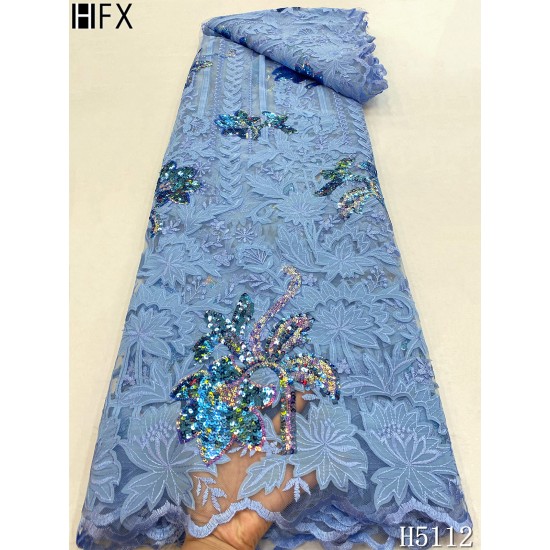 HFX Latest Sequins Lace Fabrics 2021 Nigerian White Lace Fabric Embroidered French Tulle Lace Fabric For Wedding Dresses HFX Latest Sequins Lace Fabrics 2021 Nigerian White Lace Fabric Embroidered French Tulle Lace Fabric For Wedding Dresses
