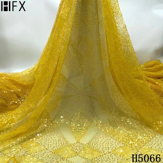HFX New high quality beads+ sequin embroidery lace fabric navy African beaded fabric lace for wedding dress evening dress HFX New high quality beads+ sequin embroidery lace fabric navy African beaded fabric lace for wedding dress evening dress