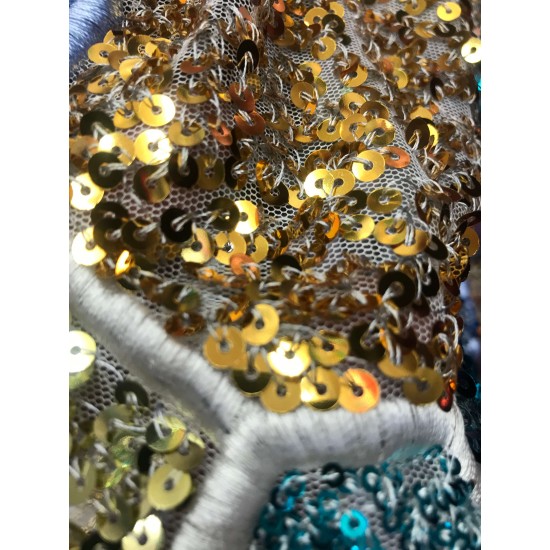 African lace high quality lace fabric 5 yards 2021 latest French fashion color sequined lace fabric HS-033 African lace high quality lace fabric 5 yards 2021 latest French fashion color sequined lace fabric HS-033