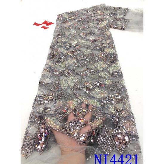 African Sequins Lace Fabrics Luxury Lace French Mesh Tulle Lace Fabric Nigerian Net Lace Fabrics for Wedding Party NI4421 African Sequins Lace Fabrics Luxury Lace French Mesh Tulle Lace Fabric Nigerian Net Lace Fabrics for Wedding Party NI4421