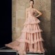 Fashion Gentlewoman Prom Dress Strapless V-Neck Cut-Out See-Through Top Layered Puffy Tulle Floor Length Pageant Dress Fashion Gentlewoman Prom Dress Strapless V-Neck Cut-Out See-Through Top Layered Puffy Tulle Floor Length Pageant Dress