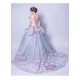 2021 New Dream Blue Gray Flower Quinceanera Dresses Long Tail Ball Gown Prom Dress Short Sleeve Applique 2021 New Dream Blue Gray Flower Quinceanera Dresses Long Tail Ball Gown Prom Dress Short Sleeve Applique