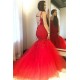 Lace Mermaid Prom Dresses Spaghetti Straps Corset Back Appliques Arabic Evening Runway Dresses Sweep Train Vestidos De Fiesta