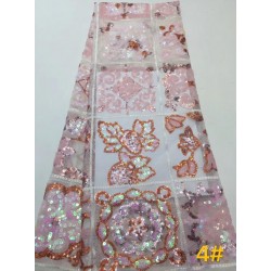 fashionable tulle embroidery french net lace fabric Cyndi-7.3512 with beads for party dress