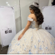 Light Sky Blue Quinceanera Dress Off Shoulder Appliques Sequins Flowers Party Princess 16 Ball Gown Vestidos De 15 Años Light Sky Blue Quinceanera Dress Off Shoulder Appliques Sequins Flowers Party Princess 16 Ball Gown Vestidos De 15 Años