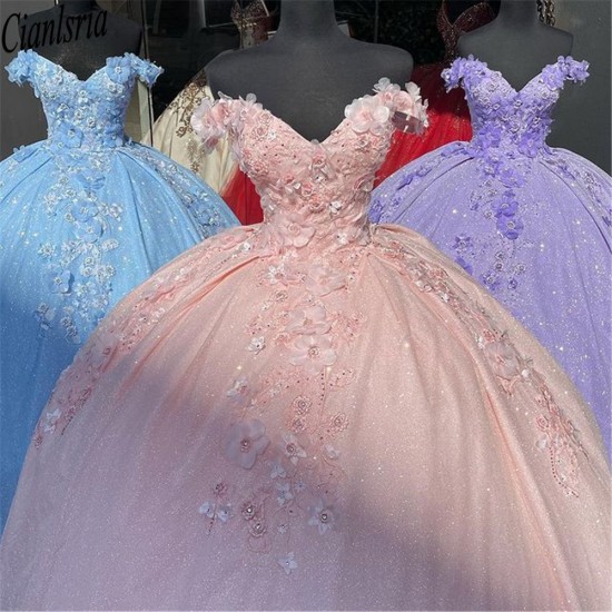 Bling Sequin 16 Quinceanera Dresses with 3D Applique Beads Corset Dress Vestidos De 15 Anos Masquerade xv Dress Lavender Bling Sequin 16 Quinceanera Dresses with 3D Applique Beads Corset Dress Vestidos De 15 Anos Masquerade xv Dress Lavender