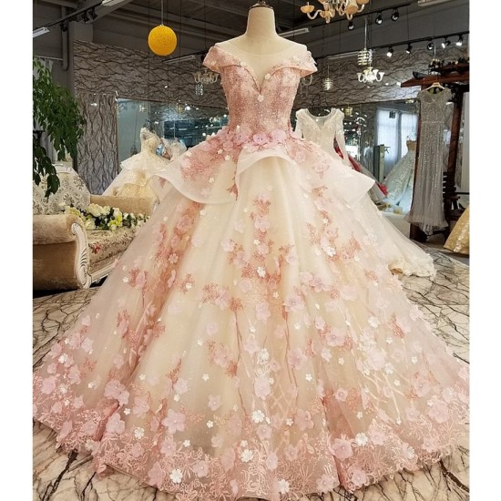Light Pink Quinceanera Dress 2021 V-neck Cap Sleeves 3D Flower Lace Up Party Princess Sweet 16 Ball Gown Vestidos De 15 Años Light Pink Quinceanera Dress 2021 V-neck Cap Sleeves 3D Flower Lace Up Party Princess Sweet 16 Ball Gown Vestidos De 15 Años