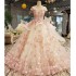 Light Pink Quinceanera Dress 2021 V-neck Cap Sleeves 3D Flower Lace Up Party Princess Sweet 16 Ball Gown Vestidos De 15 Años