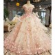 Light Pink Quinceanera Dress 2021 V-neck Cap Sleeves 3D Flower Lace Up Party Princess Sweet 16 Ball Gown Vestidos De 15 Años Light Pink Quinceanera Dress 2021 V-neck Cap Sleeves 3D Flower Lace Up Party Princess Sweet 16 Ball Gown Vestidos De 15 Años