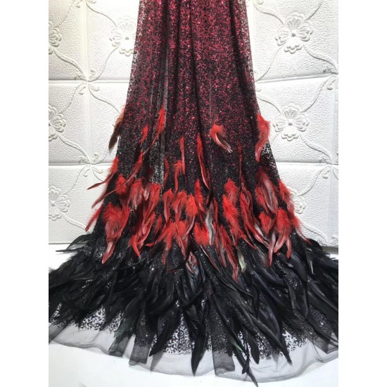French net Lace with glued gilliter with feather African Tulle embroidered Lace shining glued gilitter for nice dress French net Lace with glued gilliter with feather African Tulle embroidered Lace shining glued gilitter for nice dress