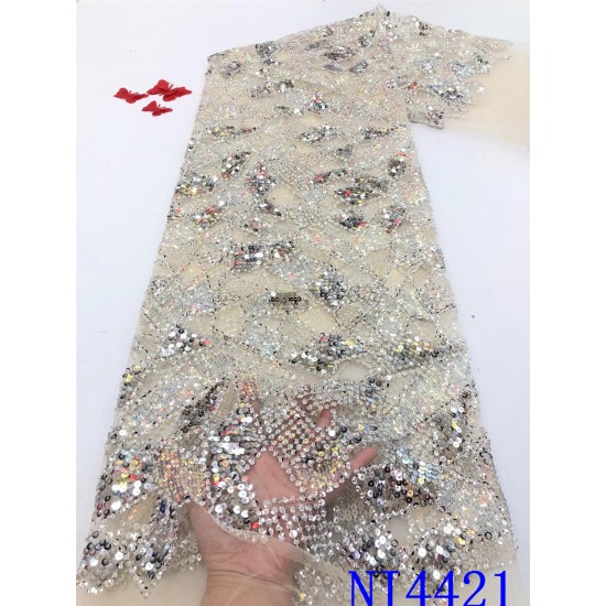 African Sequins Lace Fabrics Luxury Lace French Mesh Tulle Lace Fabric Nigerian Net Lace Fabrics for Wedding Party NI4421 African Sequins Lace Fabrics Luxury Lace French Mesh Tulle Lace Fabric Nigerian Net Lace Fabrics for Wedding Party NI4421