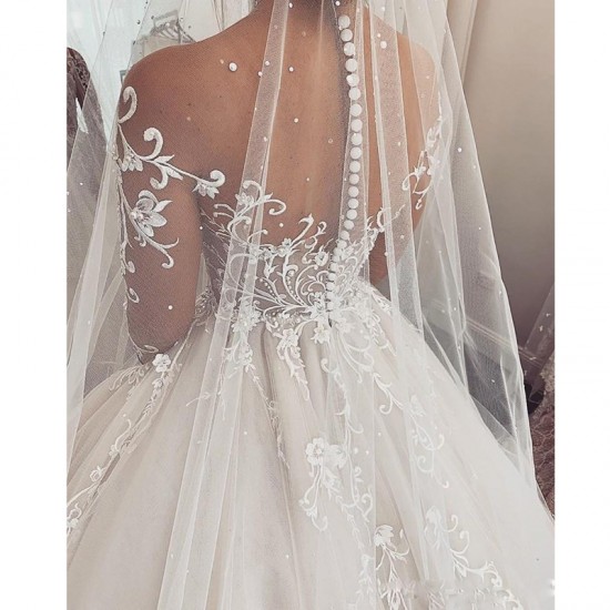 Charming Lace Wedding Dress Robe De Mariee Sheer Long Sleeve Bride Dresses Custom Made Illusion Bride Gown Vestido De Noiva Charming Lace Wedding Dress Robe De Mariee Sheer Long Sleeve Bride Dresses Custom Made Illusion Bride Gown Vestido De Noiva