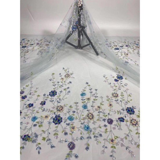 fashionable tulle embroidery french net lace fabric Cyndi-61.6820 with beads for party dress fashionable tulle embroidery french net lace fabric Cyndi-61.6820 with beads for party dress