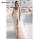 Beading Lace Beach Wedding Gown Tulle Flowers Train V-Neck Sleeveless Zipper Off The Shoulder Split Front/Side Feathers Beading Lace Beach Wedding Gown Tulle Flowers Train V-Neck Sleeveless Zipper Off The Shoulder Split Front/Side Feathers