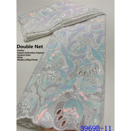 XIYA White Handcut Sequins African Lace Fabric 5 Yards High Quality Organza Embroidery Lace Material Nigerian Asoebi 3969B XIYA White Handcut Sequins African Lace Fabric 5 Yards High Quality Organza Embroidery Lace Material Nigerian Asoebi 3969B