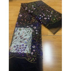 Luxury African Hard Yarn Lace Hand Cut African Lace Fabric Beautiful Nigerian Clothing Sewn Lace Fabric with many sequins