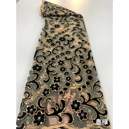 Emerald Green Hot Sale African French Net Velvet Sequins Lace Fabric High Quality Mesh Tulle Embroidery Sequence Materials Emerald Green Hot Sale African French Net Velvet Sequins Lace Fabric High Quality Mesh Tulle Embroidery Sequence Materials