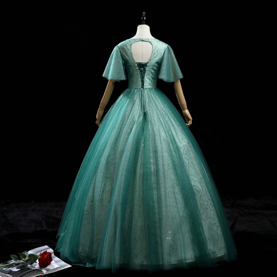 Green Quinceanera Dress 2021 Short Bat Sleeve Party Dress Luxury Lace Ball Gown Vintage Homecoming Dresses Vestidos Green Quinceanera Dress 2021 Short Bat Sleeve Party Dress Luxury Lace Ball Gown Vintage Homecoming Dresses Vestidos