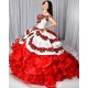 Unique Red And White Quinceanera Dresses With Removeable Skirt 2 In 1 Embroidery Sweet 15 Dress Organza Ruffles Applique Prom Unique Red And White Quinceanera Dresses With Removeable Skirt 2 In 1 Embroidery Sweet 15 Dress Organza Ruffles Applique Prom