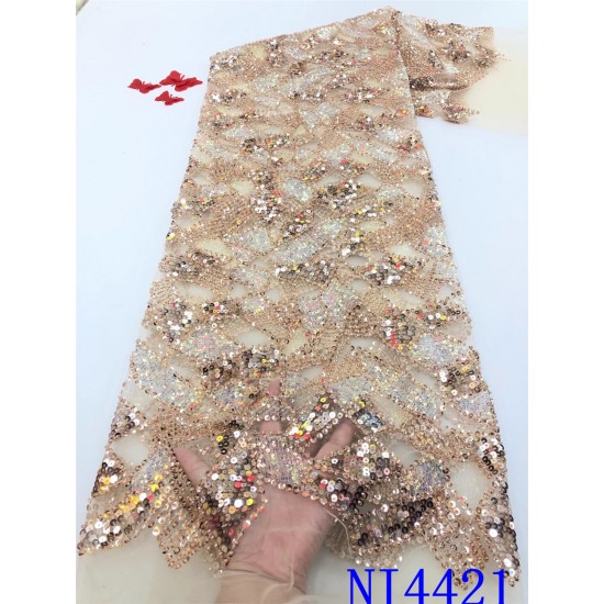 African Sequins Lace Fabrics Luxury Lace French Mesh Tulle Lace Fabric Nigerian Net Lace Fabrics for Wedding Party NI4421 African Sequins Lace Fabrics Luxury Lace French Mesh Tulle Lace Fabric Nigerian Net Lace Fabrics for Wedding Party NI4421