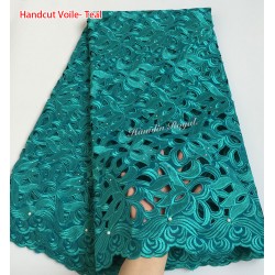 Cutout Holes Beaded Handcut organza Lace African Swiss lace voile fabric high quality 5 yards/PC