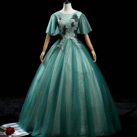 Green Quinceanera Dress 2021 Short Bat Sleeve Party Dress Luxury Lace Ball Gown Vintage Homecoming Dresses Vestidos Green Quinceanera Dress 2021 Short Bat Sleeve Party Dress Luxury Lace Ball Gown Vintage Homecoming Dresses Vestidos