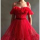 Evening Dresses With Dot Off The Shoulder A Line Simple Fairy Prom Dress Party Wear Custom Made Formal Gowns Robe De Soiree Evening Dresses With Dot Off The Shoulder A Line Simple Fairy Prom Dress Party Wear Custom Made Formal Gowns Robe De Soiree