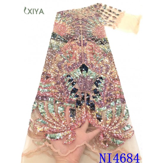 New Design Sequin Lace Fabric High Quality Nigerian Net Mesh Lace Fabric with Sequins Africa Sequence Lace Fabric for Sew New Design Sequin Lace Fabric High Quality Nigerian Net Mesh Lace Fabric with Sequins Africa Sequence Lace Fabric for Sew