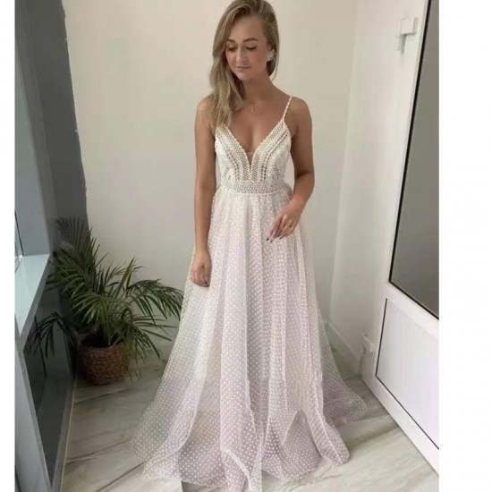 Princess Wedding Dress Bohemian Rustic Boho Civil Sweep Train Bridal Gown Sleeveless Spaghetti Strap Beach Elegant For Women Princess Wedding Dress Bohemian Rustic Boho Civil Sweep Train Bridal Gown Sleeveless Spaghetti Strap Beach Elegant For Women