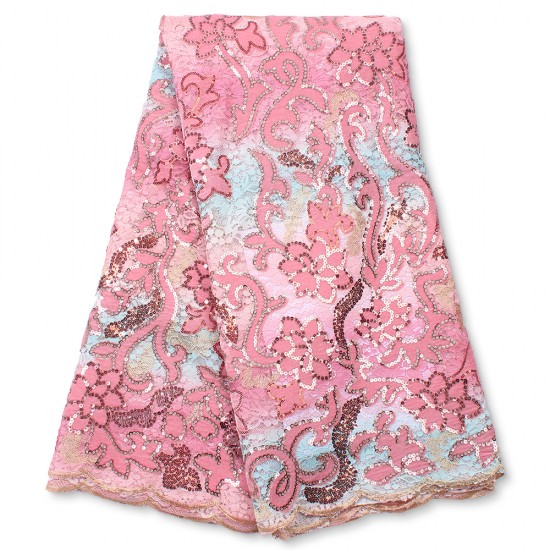 NI.AI Sequins Tissue lace Fabric Emerald Pink Color 2021 African Mesh Wedding Good Price for Dress 4166B NI.AI Sequins Tissue lace Fabric Emerald Pink Color 2021 African Mesh Wedding Good Price for Dress 4166B