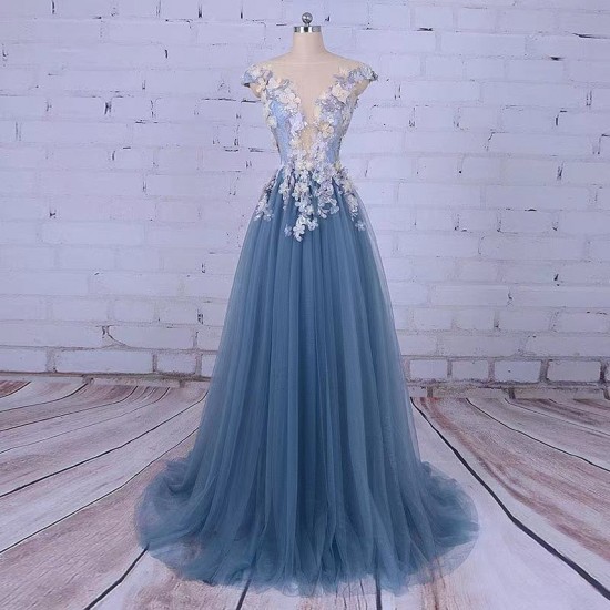 Paolo Sebastian Lace Prom Dresses Sheer Plunging Neckline Appliqued Party Gowns Cheap Sweep Train Tulle Beads Evening Gowns Paolo Sebastian Lace Prom Dresses Sheer Plunging Neckline Appliqued Party Gowns Cheap Sweep Train Tulle Beads Evening Gowns