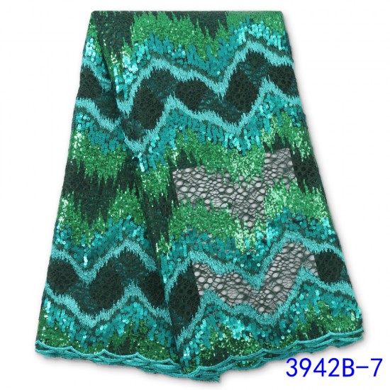 NI.AI Nigeria Sequins Lace Fabric 2021 Africa Lace High Quality Lace Fabric Embroidered Tulle Lace Fabric For Wedding 3942B NI.AI Nigeria Sequins Lace Fabric 2021 Africa Lace High Quality Lace Fabric Embroidered Tulle Lace Fabric For Wedding 3942B