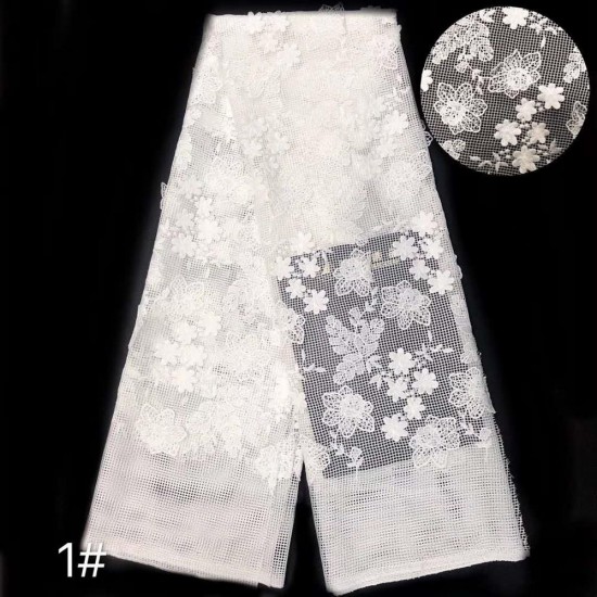 3colors High quality Hollow grid 3D flower embroidery mesh lace Nigeria fabric lace/ladies dress/evening dress/suit fabric 3colors High quality Hollow grid 3D flower embroidery mesh lace Nigeria fabric lace/ladies dress/evening dress/suit fabric