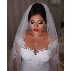 Plus size Lace Appliques Wedding Dresses Long Sleeves Lace Up Back Wedding Gowns Bride Dresses robe de mariee