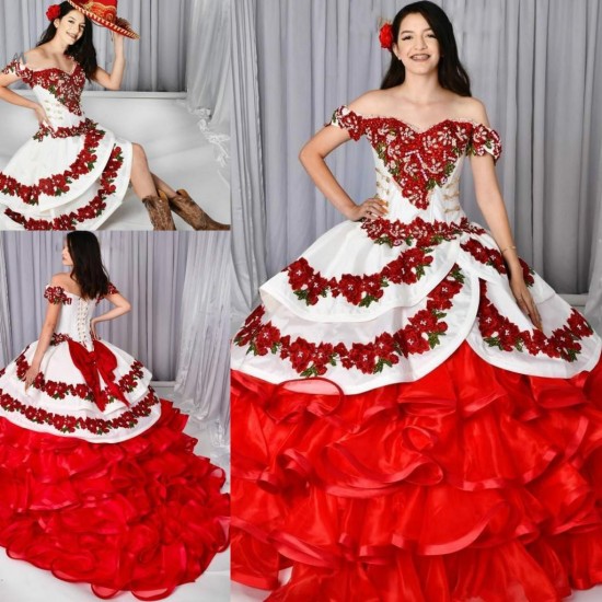 Unique Red And White Quinceanera Dresses With Removeable Skirt 2 In 1 Embroidery Sweet 15 Dress Organza Ruffles Applique Prom Unique Red And White Quinceanera Dresses With Removeable Skirt 2 In 1 Embroidery Sweet 15 Dress Organza Ruffles Applique Prom