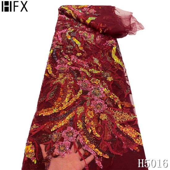 HFX Latest African Lace Fabrics 2021 Party Nigerian Sequin Tull Lace Fabric With Sequins French Mesh Lace Fabric For Dress HFX Latest African Lace Fabrics 2021 Party Nigerian Sequin Tull Lace Fabric With Sequins French Mesh Lace Fabric For Dress